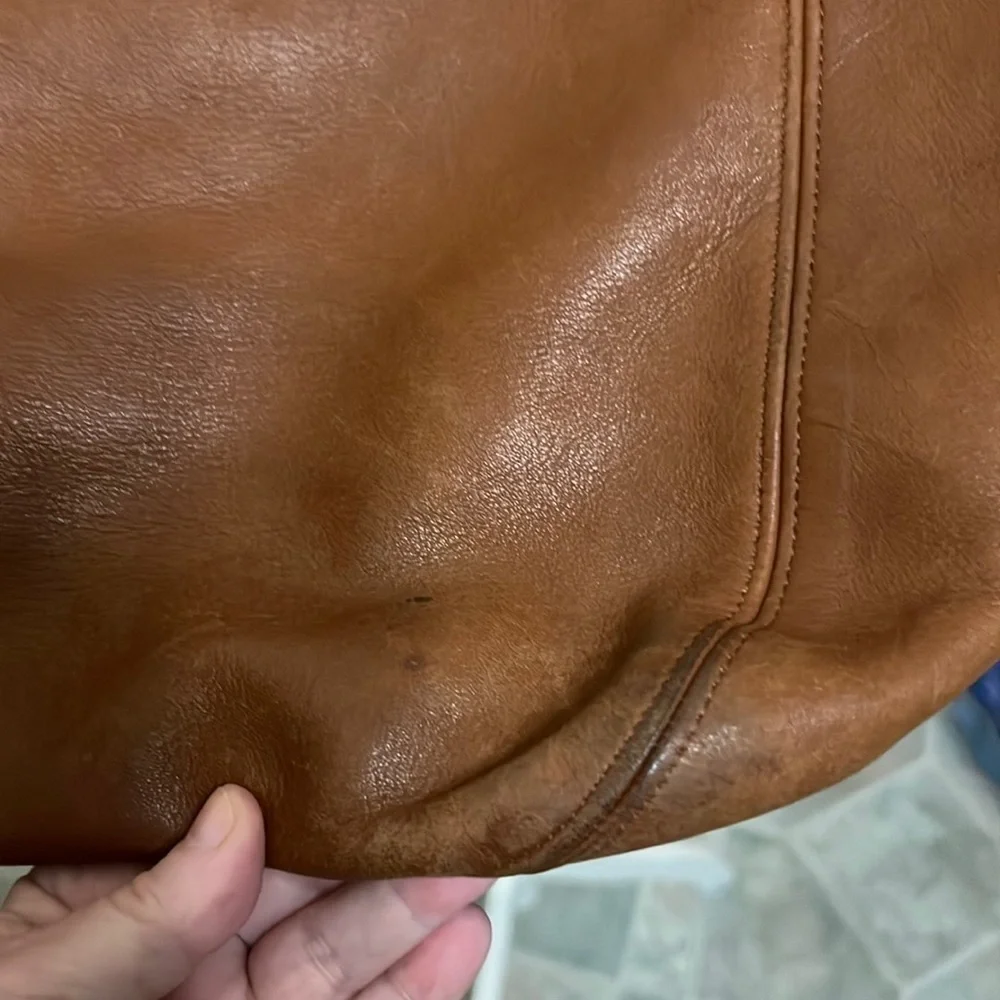 VTG COACH tote bucket bag naturally aged brown leather DYI beauty flawed gem - Picture 13 of 17